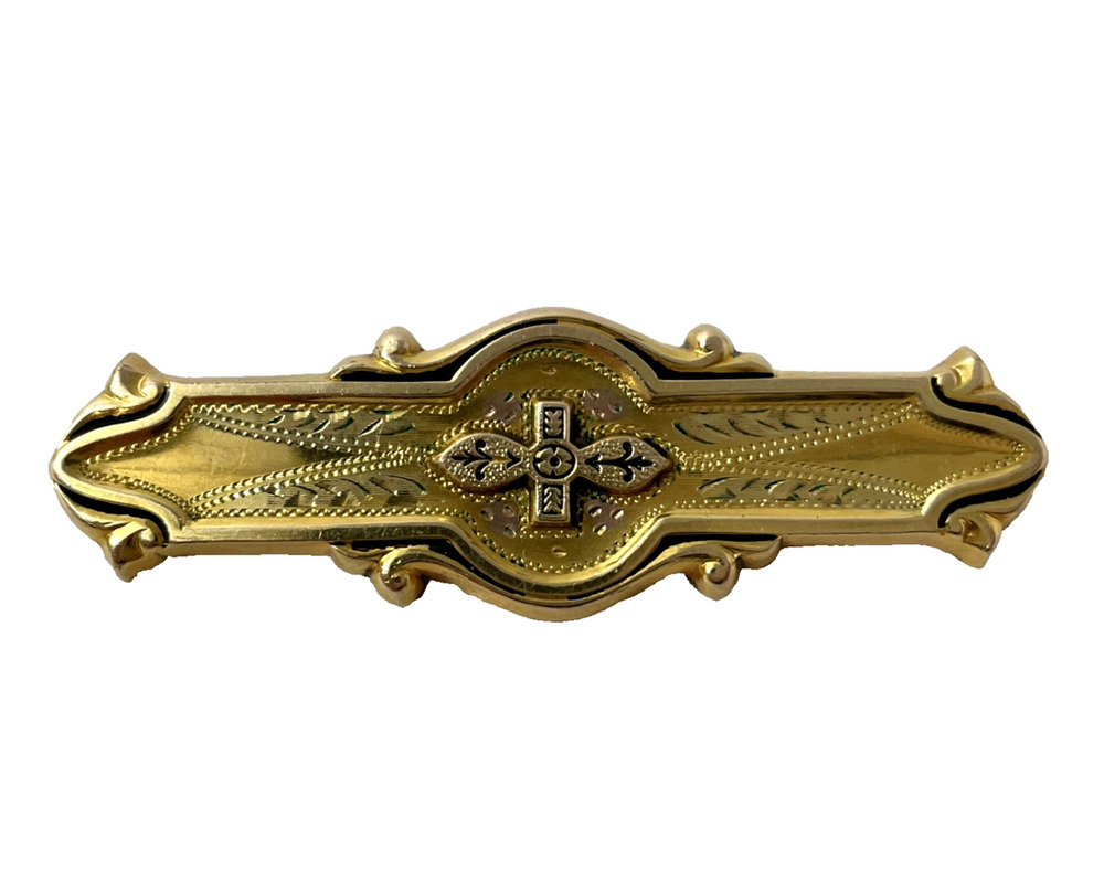 Vintage Hayward 1/20 12K Gold Filled Bar Brooch Cross 2.3”